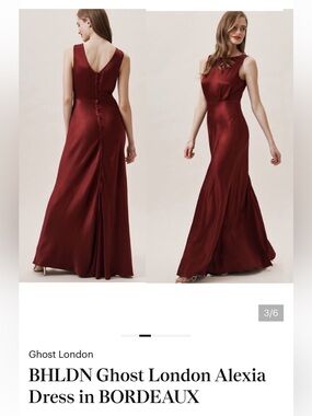 BHLDN Ghost London Alexia Burgundy Satin Maxi Dress